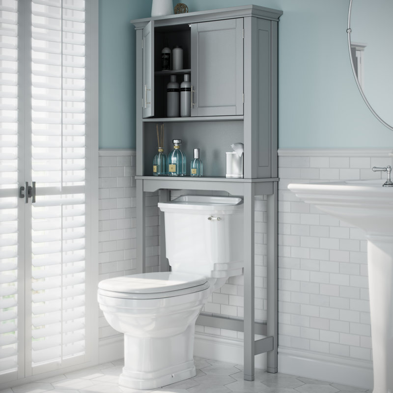 RiverRidge Somerset Over the Toilet Bathroom Spacesaver Wall Medicine Storage Cabinet with Adjustable Shelf, Gray