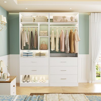 Freestanding 48" Closet System With 5 Wood Drawers ( Set of 2 )