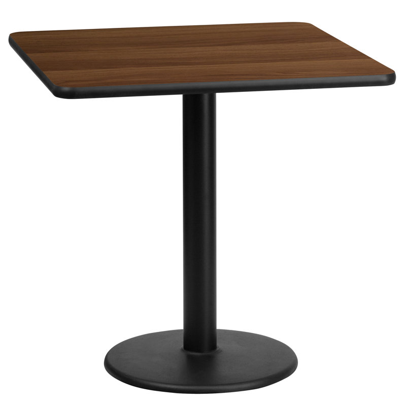 Plateau de table stratifié carré Jack avec base à hauteur de table, H 31,12 po x l 24 po x P 24 po, Noyer