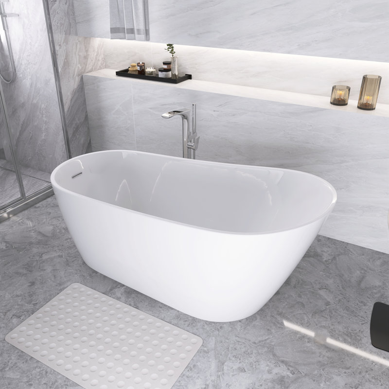 59" x 31" Freestanding Soaking Acrylic Bathtub