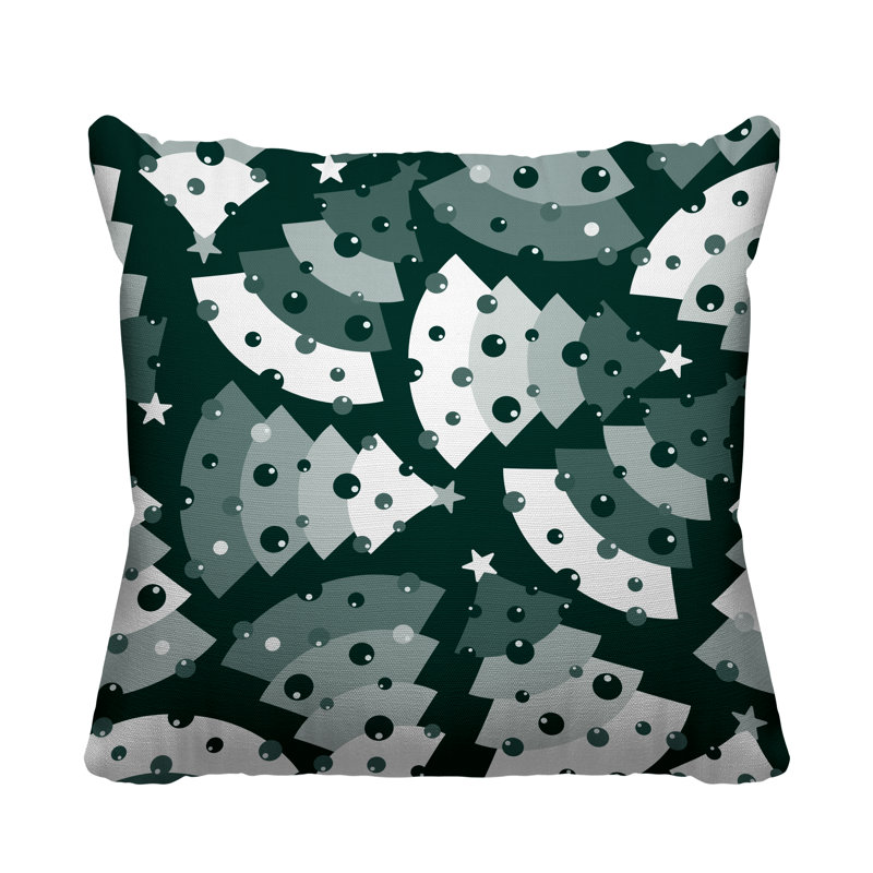 Coussin décoratif intérieur / extérieur Christmas Tree, 17 po x 17 po, Vert, Carré