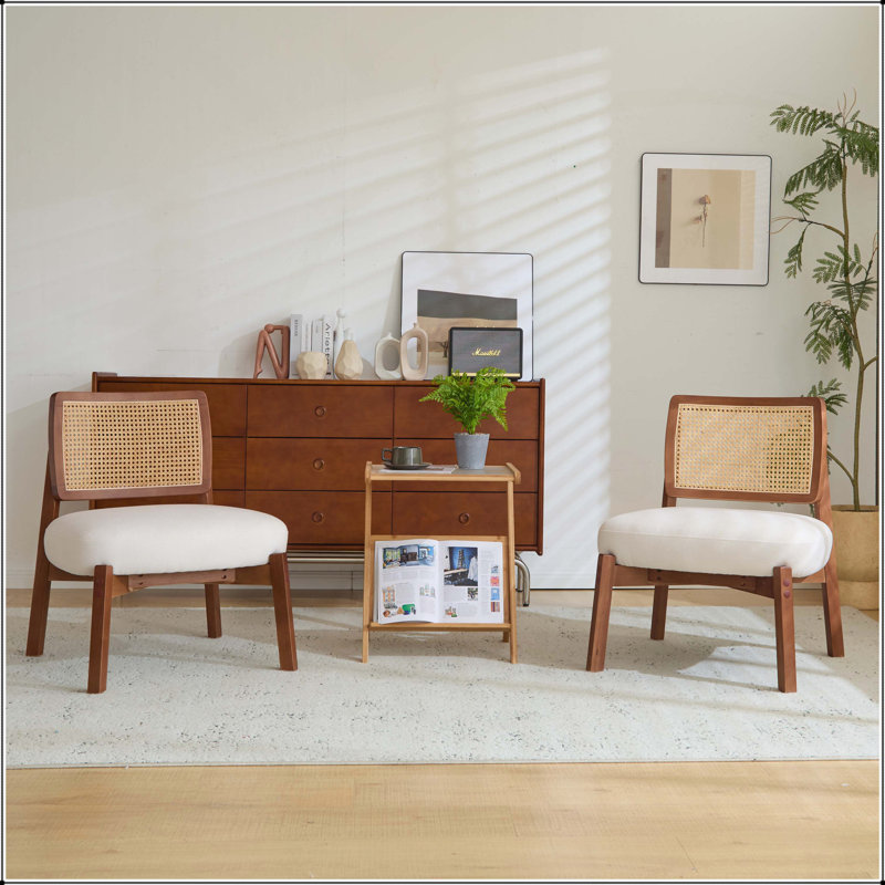 [Ensemble de 2] Méridienne beige moderne avec dossier tissé