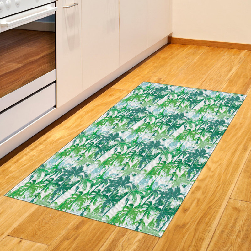 Palm Leaf High Density Long Fiber Poly Threads Decorative Area Rug Carpet, Rectangle 2'7" x 5'