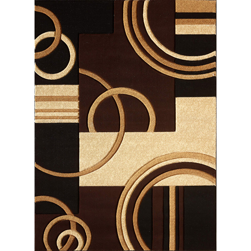 GLORYRUGS 2x7 Brown Geometric Door Mat with Fluffy Texture for Indoor Living, Rectangle 2'3.6" x 7'