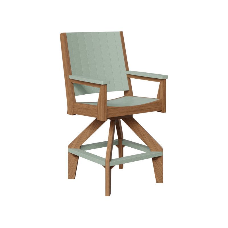 Mayhew Outdoor Bar Stool, Antique Mahogany, Seafoam