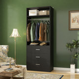 Freestanding Small 24" Closet System With 3 Wood Drawers