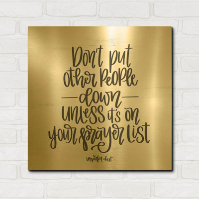 'Prayer List' By Imperfect Dust Gold Metal Wall Art, 24" x 24"
