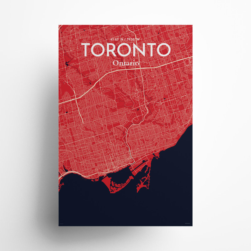 Toronto City Map In Nautical - No Frame Print, 36cm H x 24cm W x 0.05cm D
