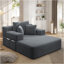 Luxueuse chaise longue en velours côtelé moelleux avec 3 coussins, canapé-lit convertible avec poche de rangement, conception sans cadre et mousse de compression pour les petits espaces, salon, appartement, gris foncé-189001402-189001028