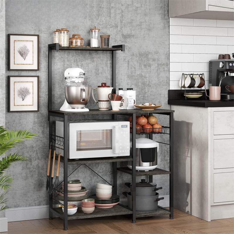 Support de cuisine avec panier grillagé, Noir/gris