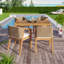 Ensemble de 5 chaises d'extérieur en bois d'acacia, 1 table et 4 chaises, teck et beige