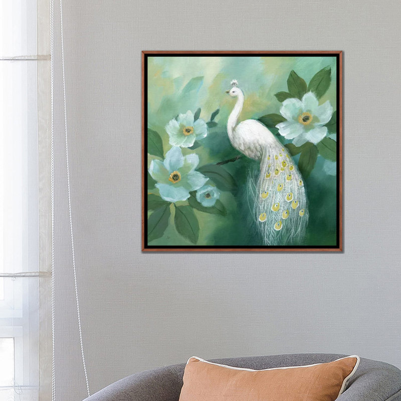 Proud Peacock par Nan - reproduction, H 26 po x l 26 po x P 1,5 po, Cadre brun classique