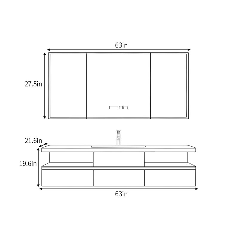 Light luxury retro bathroom cabinet, 63"