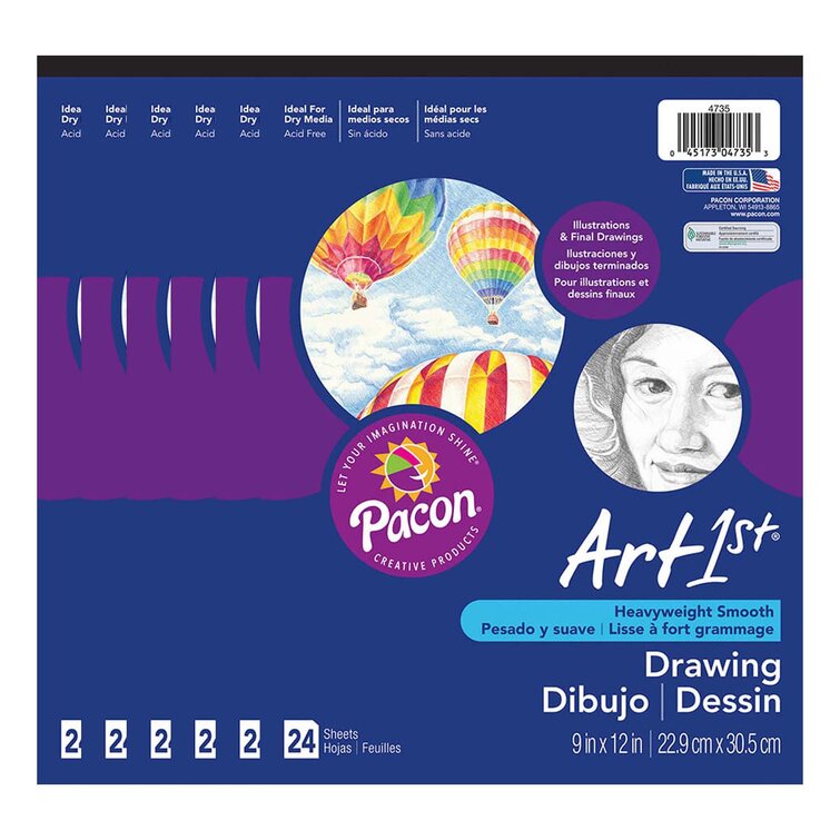 Pacon Art1st 18 X 12 Drawing Sketch Pad 24 Sheets/pad 3/bundle