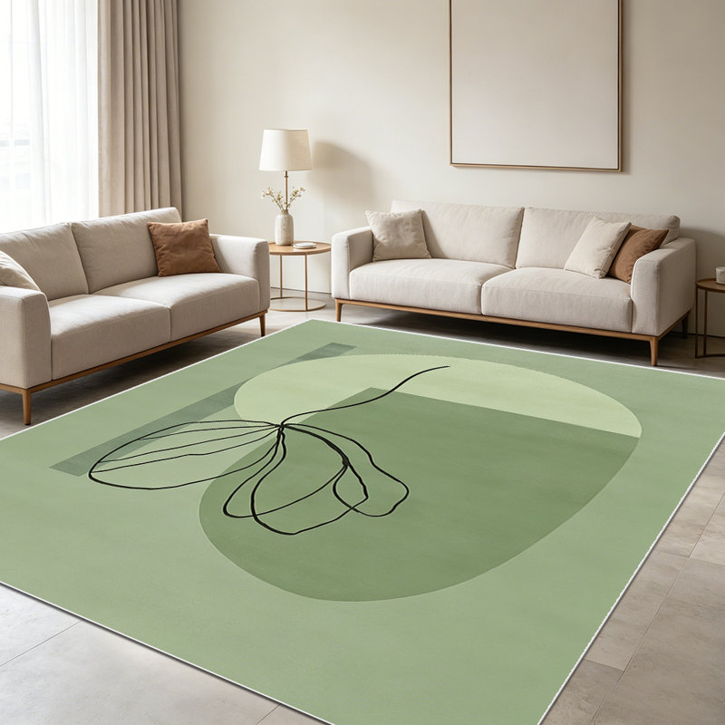 Tapis de sol abstrait géométrique de 1 pi avec libellule vert sauge pour salon doux et confortable
