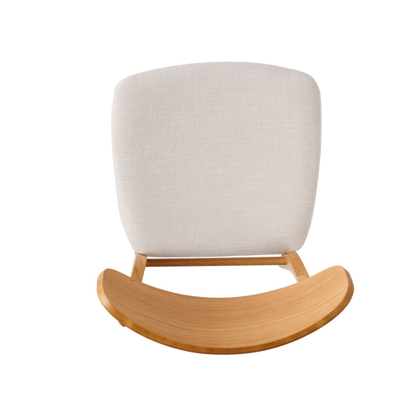 Chaises de salle à manger - Siège rembourré en tissu, pieds en bois d'hévéa massif, Beige clair