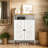 Multi-Functional Mdf Shoe Cabinet With 5-Layer Shelves And Open Storage, White And Natural