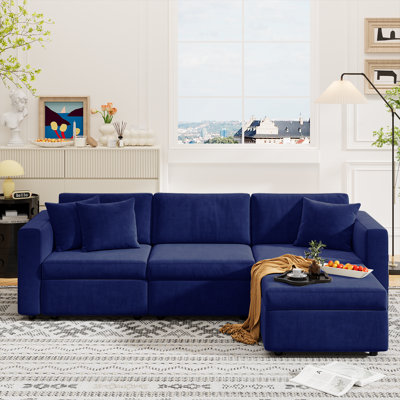 99" Velvet Modular Sectional Sofa With Storage & Convertible Design - Spacious, Comfortable & Durable Living Room Couch by Ebern Designs