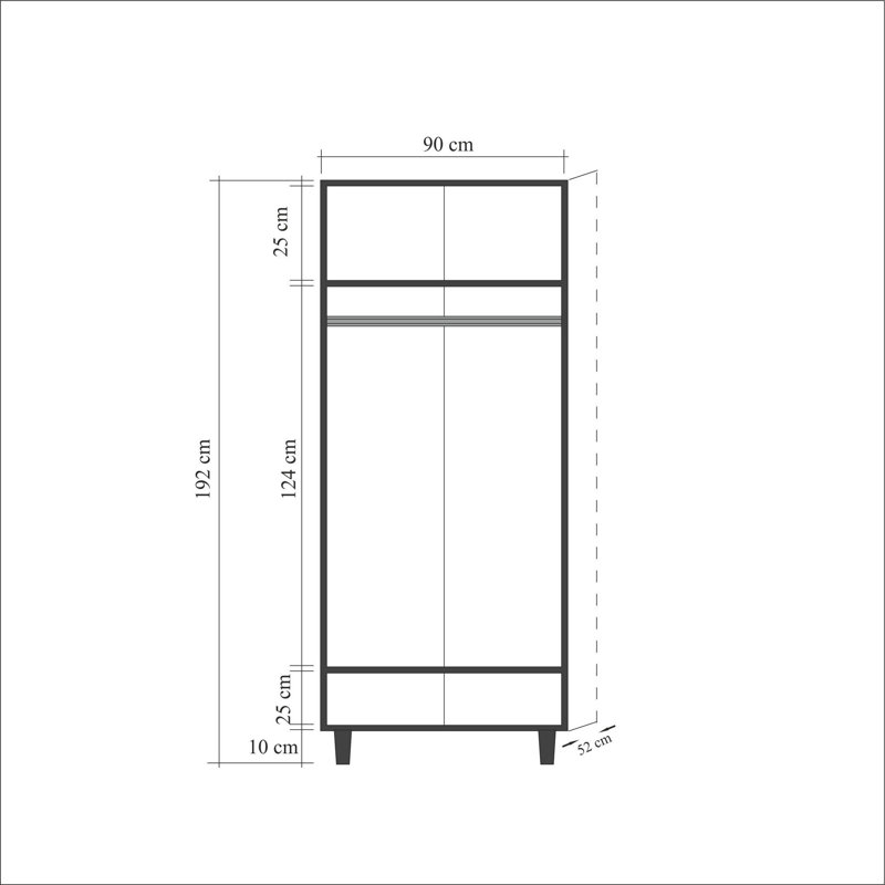 Armoire Kenna, Noir/chêne