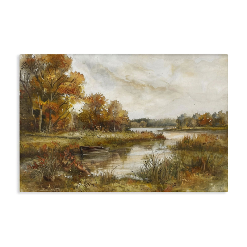  «Fall Scenic River Boat» par LSR Design Studio, H 16 po x l 24 po