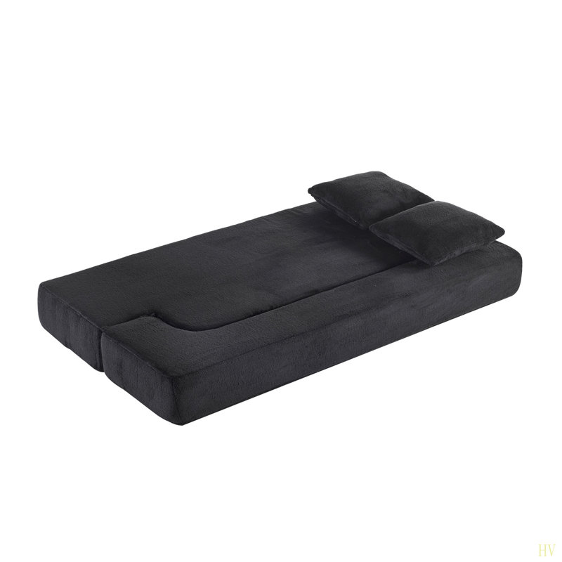Canapé modulaire rabattable en mousse avec support escamotable Ebern Designs, Chenille noir