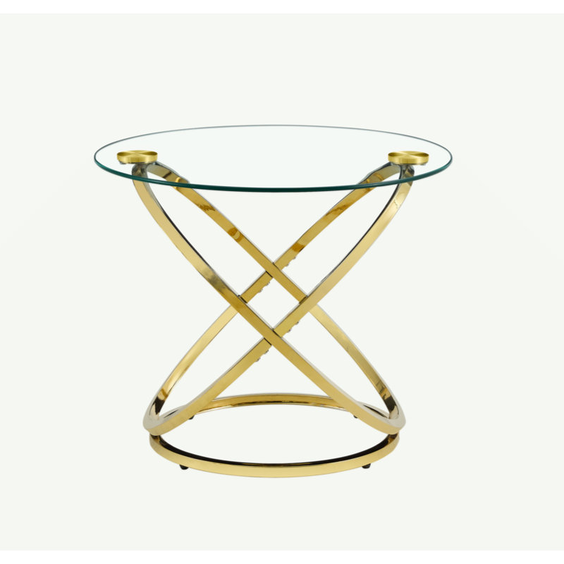 Dilay Glass Coffee Table, 19.15" H x 31.55" L x 31.55" W, Gold