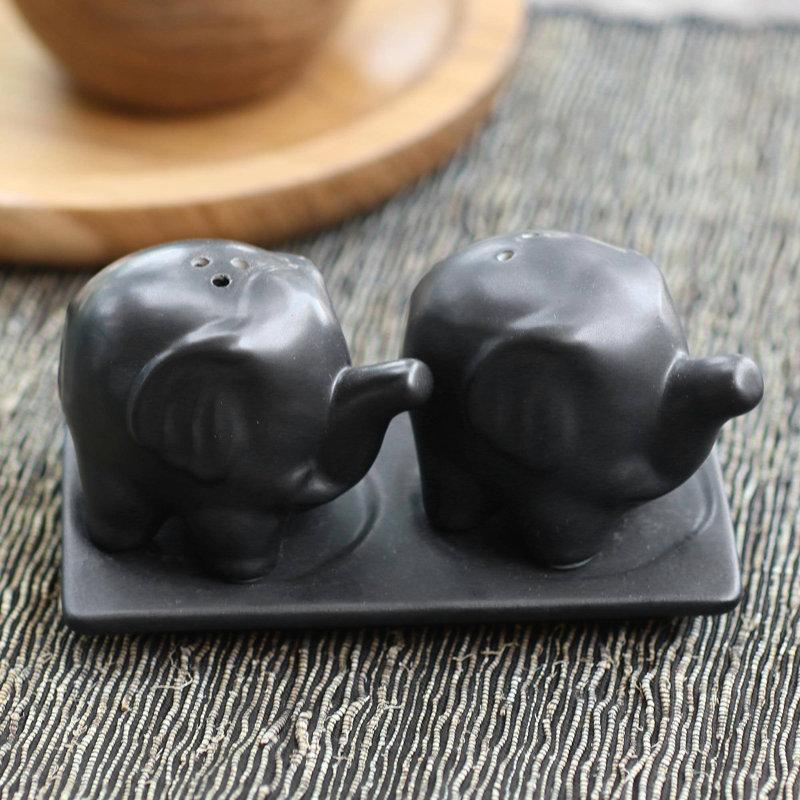 Ensemble salière et poivrière Kalup Eager Elephants, Noir