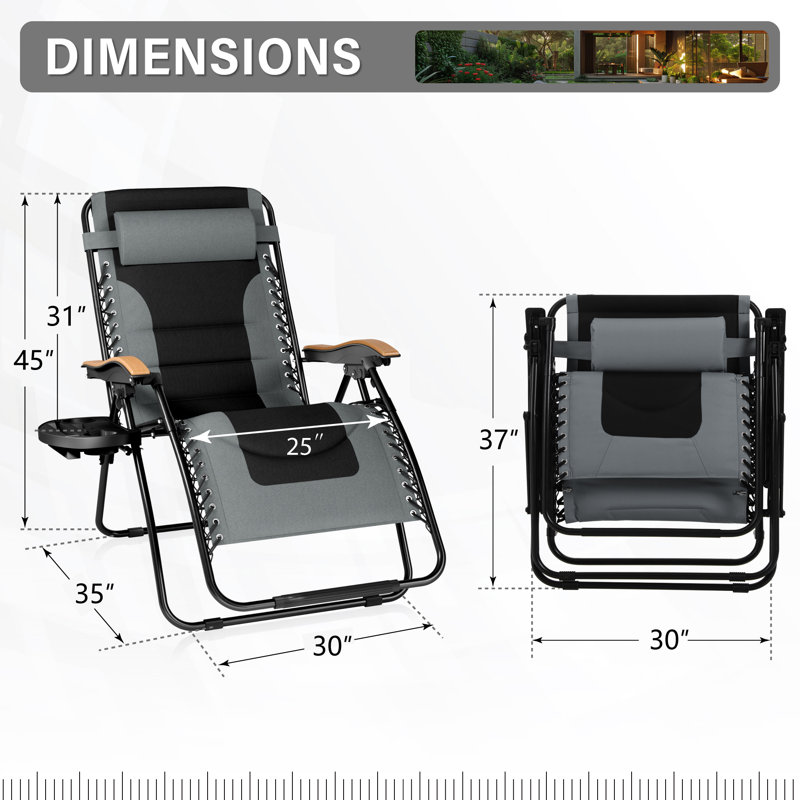 Fauteuil inclinable zéro gravité avec coussin Syril, Gris