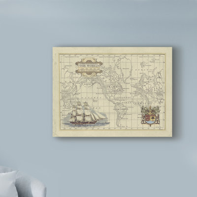 « antique map of the world », reproduction d’impression sur toile tendue