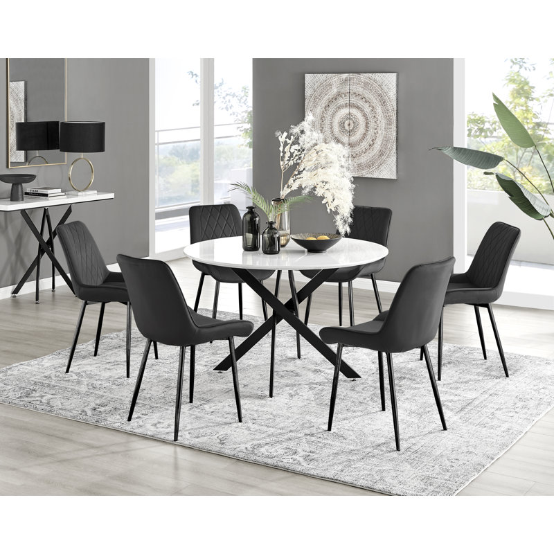 Aashif Dining Set, Black, 29.5" H x 47.2" L x 47.2" W