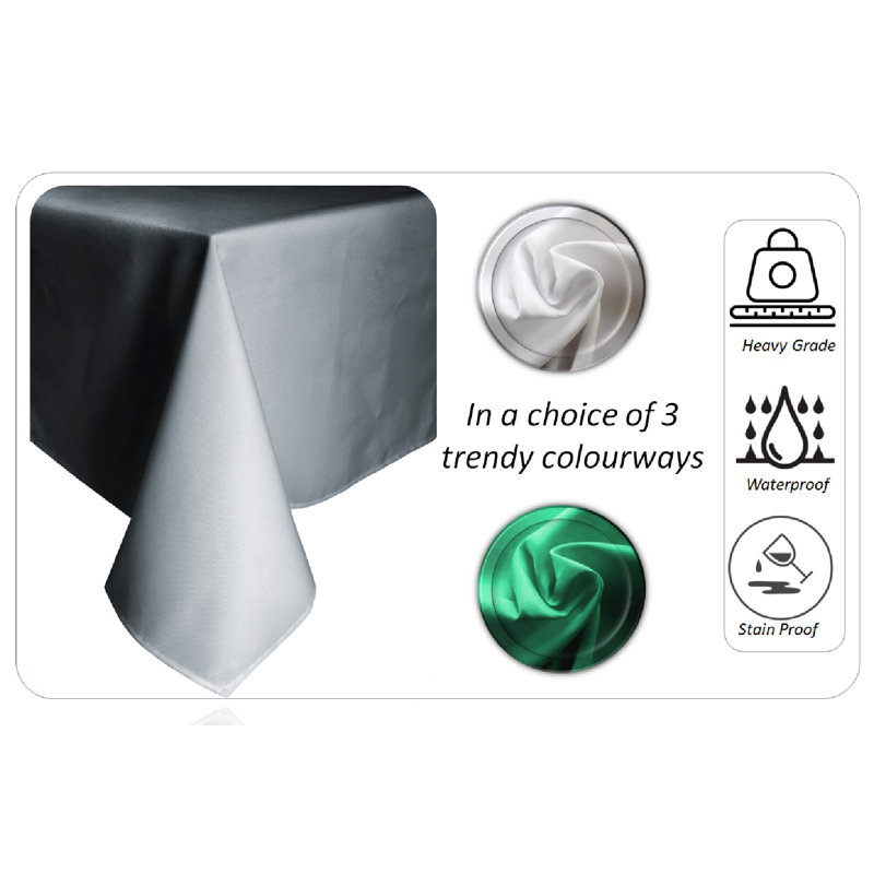 Marceille Rectangle Solid Colour Tablecloth, Grey-Silver