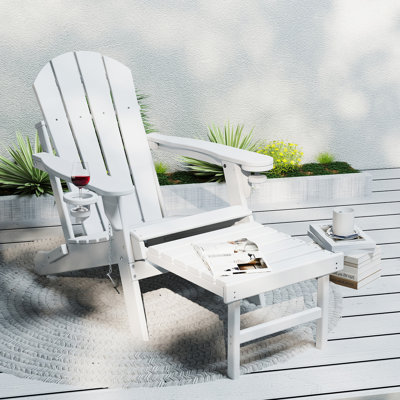 Hdpe Folding Adirondack Chair With Ottoman by Highland Dunes