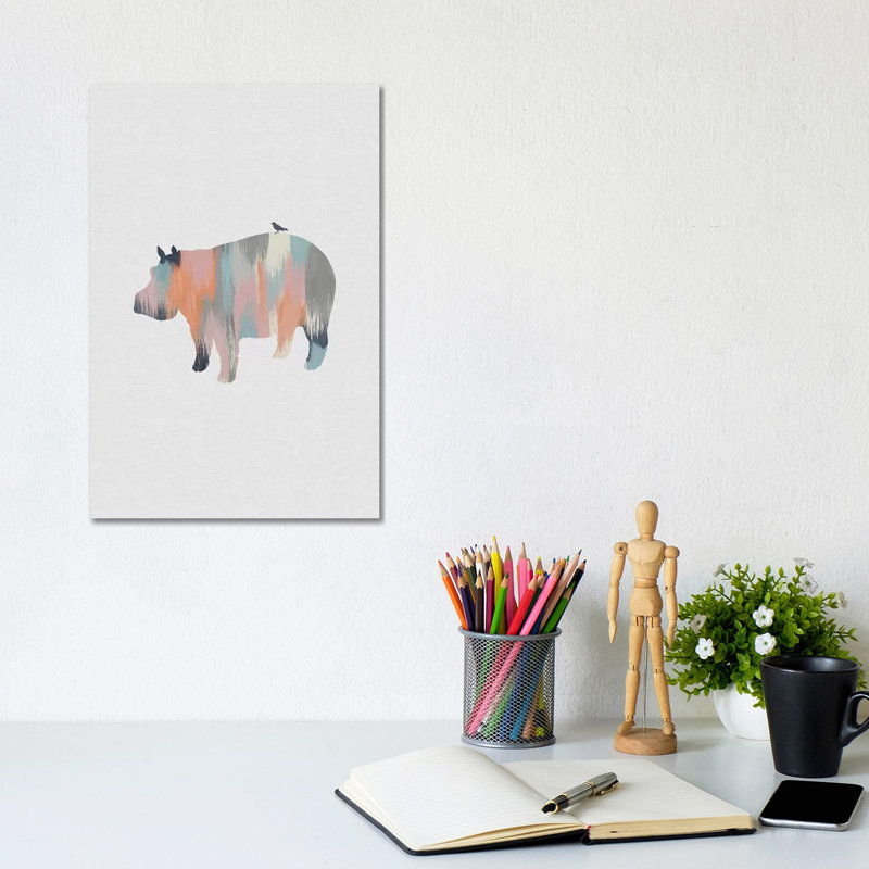 Pastel Hippo by Orara Studio - Wrapped Canvas Gallery-Wrapped Canvas Giclée, 30.48cm H x 20.32cm W