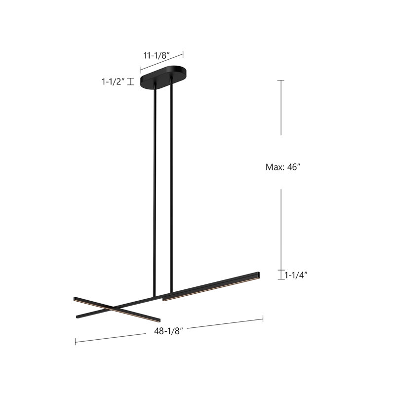 Shift 1 - Light LED Pendant, 1.25" H x 48.13" W x 0.63" D, Black