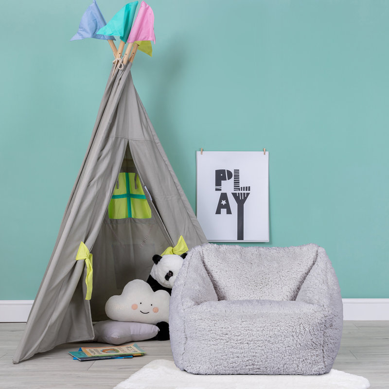 Kids Natalia Fleece Armchair Bean Bag, Grey