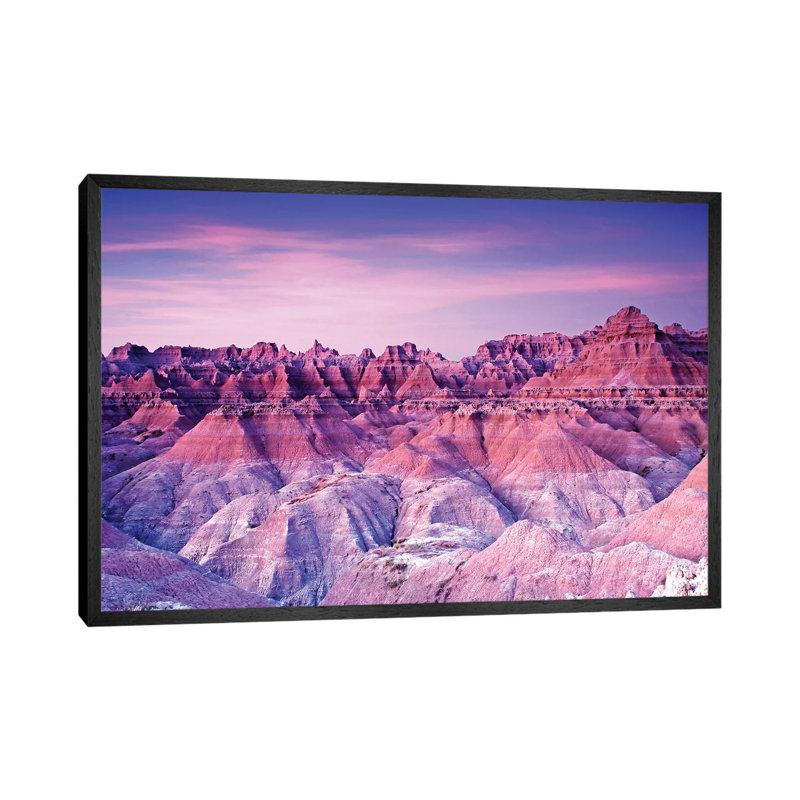 Badlands Sunrise by Brian Wolf - Painting on Canvas, 66.04 cm H x 45.72 cm W, Black Framed