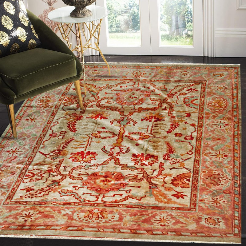 Tapis traditionnel mohair noué à la main Cozy Beige