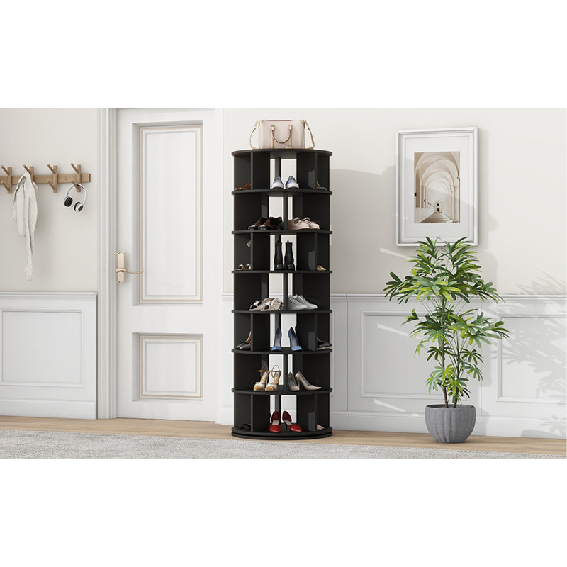Étagère à chaussures rotative, étagère à chaussures rotative à 7 niveaux avec 5 grilles par couche, présentoir, organisateur de carrousel à chaussures pivotant à 360 ° pour vestibule, salon