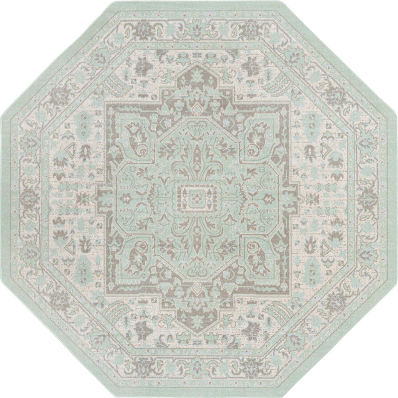 Tapis traditionnel Matthei couleur mousse, Octogone 7 pi