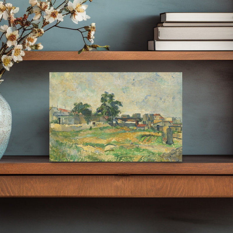 Paysage près de Paris, vers 1876. Estampe d'art mural représentant un paysage d'architecture contemporaine.