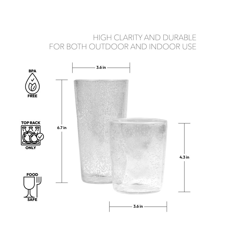 Jerika 17oz. Acrylic Drinking Glass Set, Clear