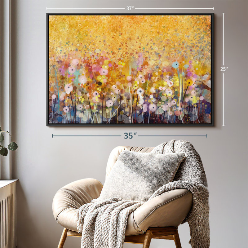Abstrait «Soft Color Abstract Flowers Canvas Print», H 25 po x l 37 po