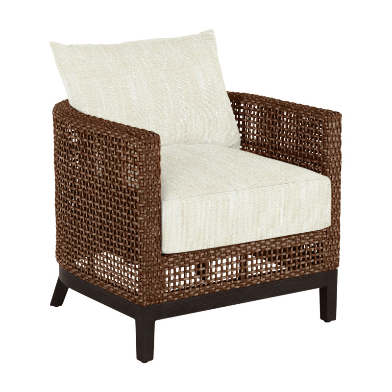 Fauteuil demi-tonneau péninsule - acajou / châtaignier, Acajou / châtaignier, InsideOut® Rollo ‑ lin crème