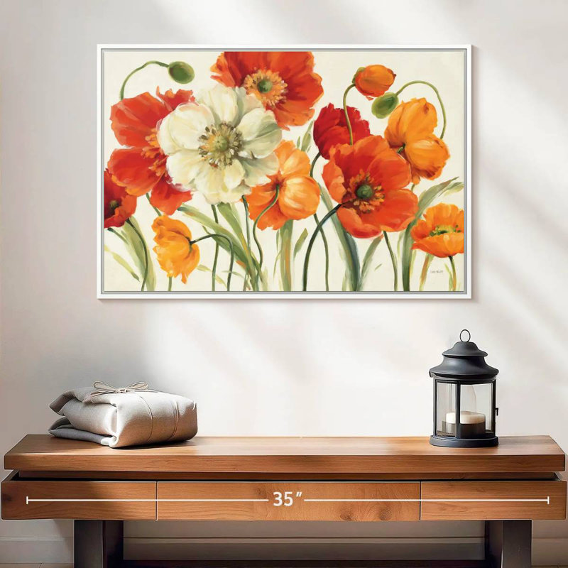 Mélodie des coquelicots, Cadre flottant blanc, 25 po x 17 po
