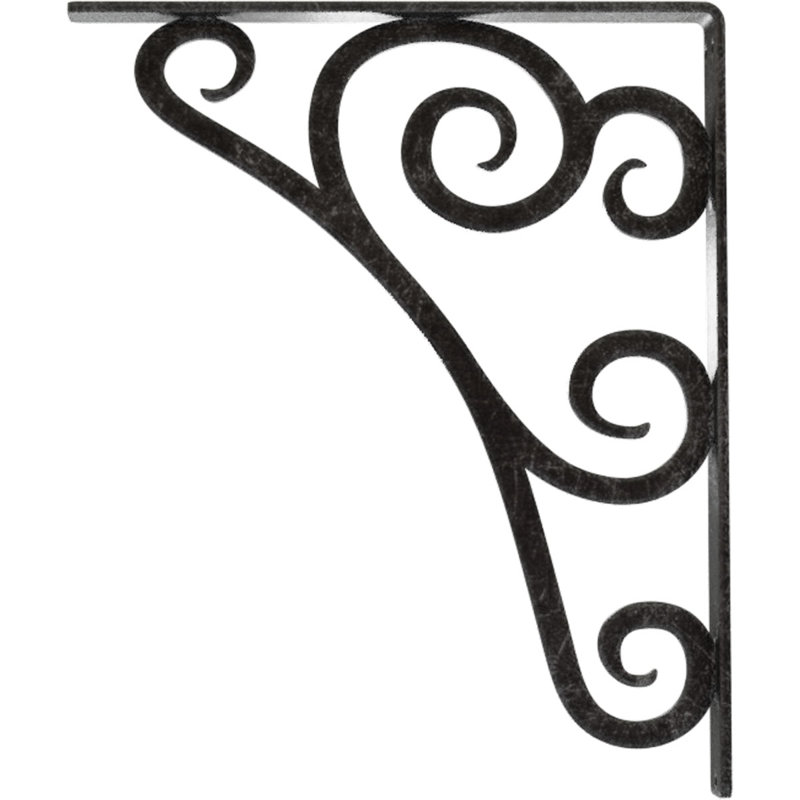 Support en fer forgé Tristan de 1 1/2 po x P 12 po x H 15 po (support central simple), argent antique, Argent antique