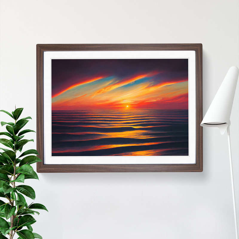 XH1022-8619X Sunset Seascape Vol.1 - Single Picture Frame Print, 34cm H x 46cm W, Brown