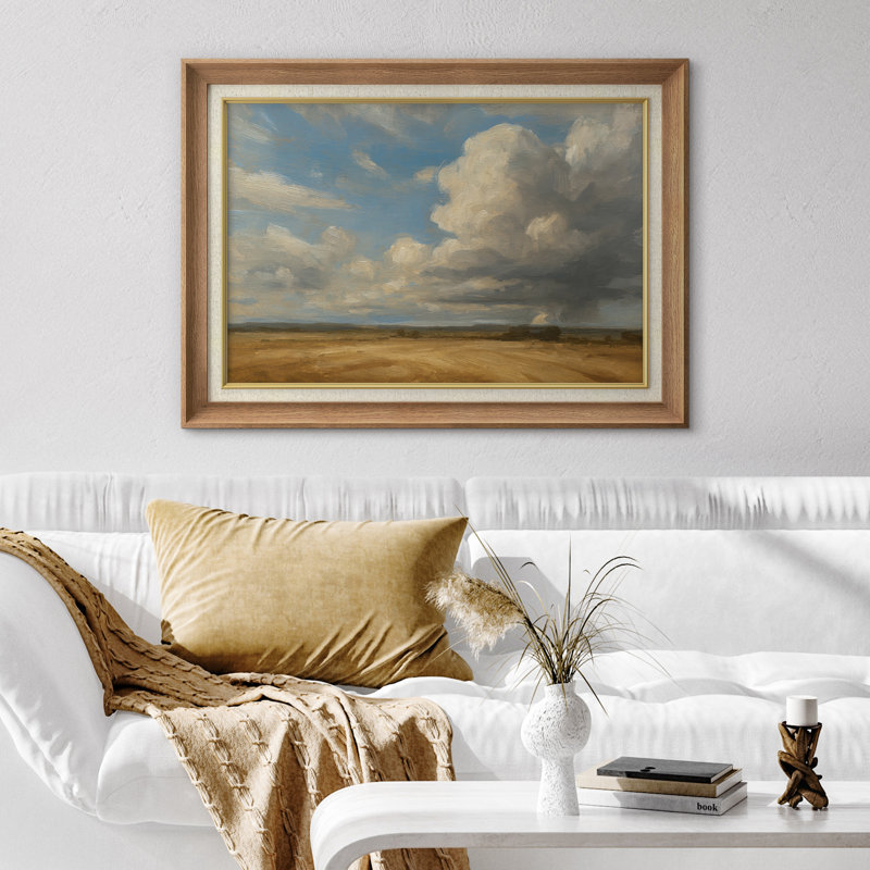 «Wide Open Field and Cloudy Sky Landscape Wall Decor», reproduction d'art sur toile encadrée, H 26 po x l 36 po x P 1,5 po