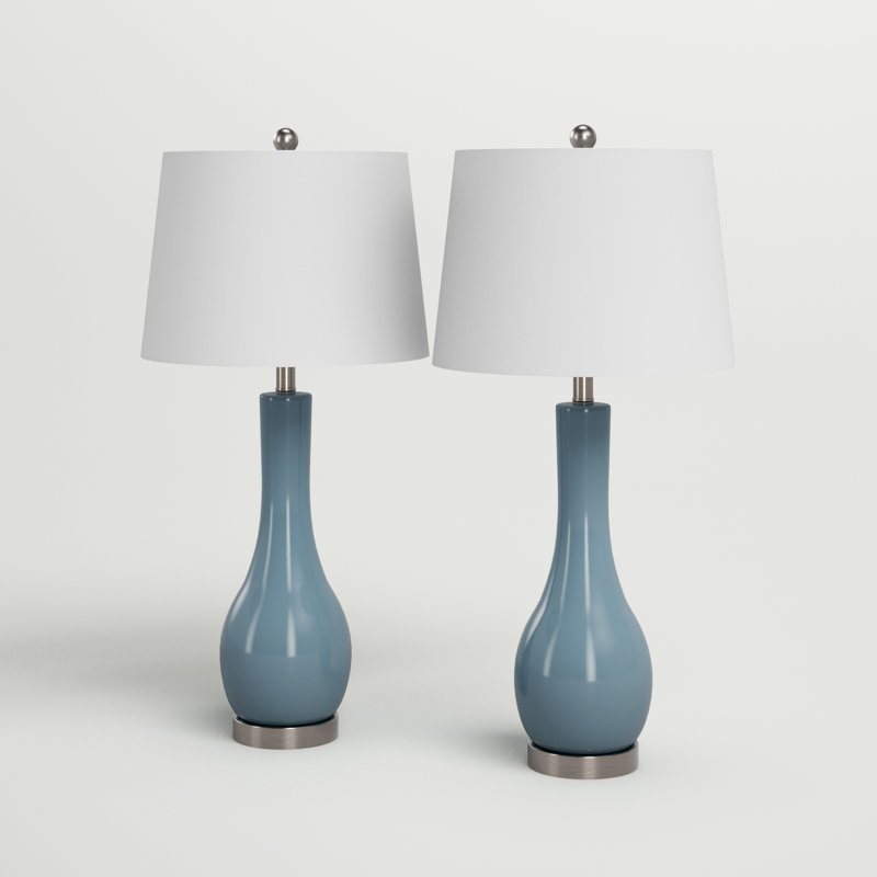 Leithgow Ceramic USB Table Lamp, Blue