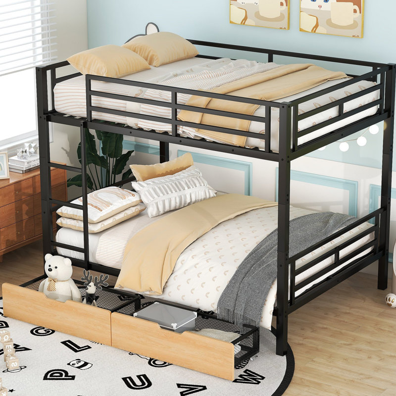 Metal Convertible Bunk Bed With 2 Drawers