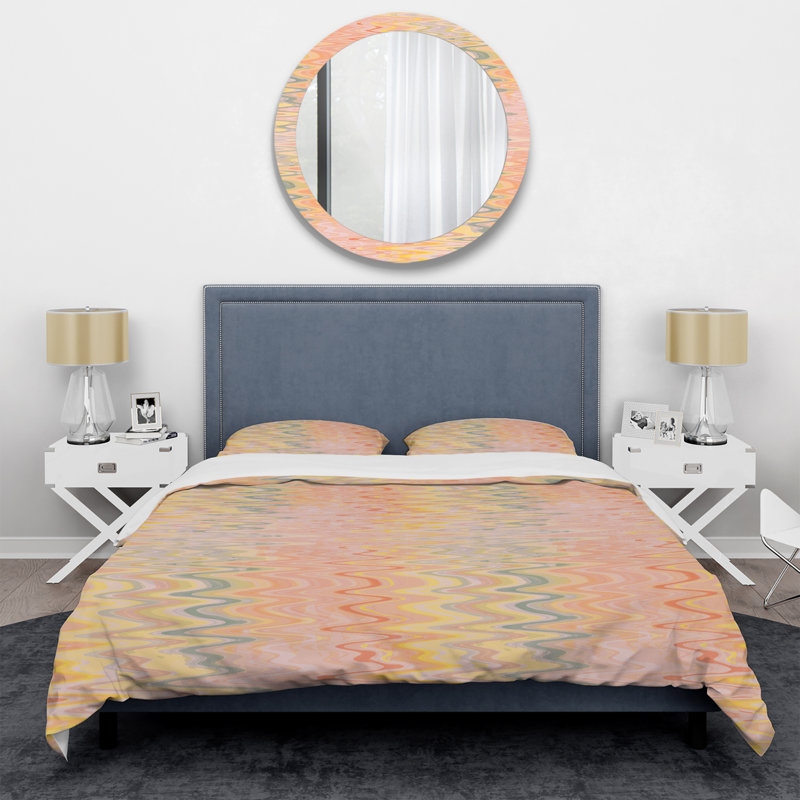 Ensemble de housse de couette en microfibre rose / jaune 2 pièces, Housse de couette simple + 1 taie décorative stan
